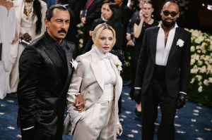 Haider Ackermann, Madonna at The 2025 Met Gala Celebrating "Superfine: Tailoring Black Style" held at The Metropolitan Museum of Art on May 05, 2025 in New York, New York.