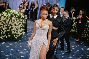 Megan Thee Stallion, Angel Reese at The 2025 Met Gala Celebrating "Superfine: Tailoring Black Style" held at The Metropolitan Museum of Art on May 05, 2025 in New York, New York.