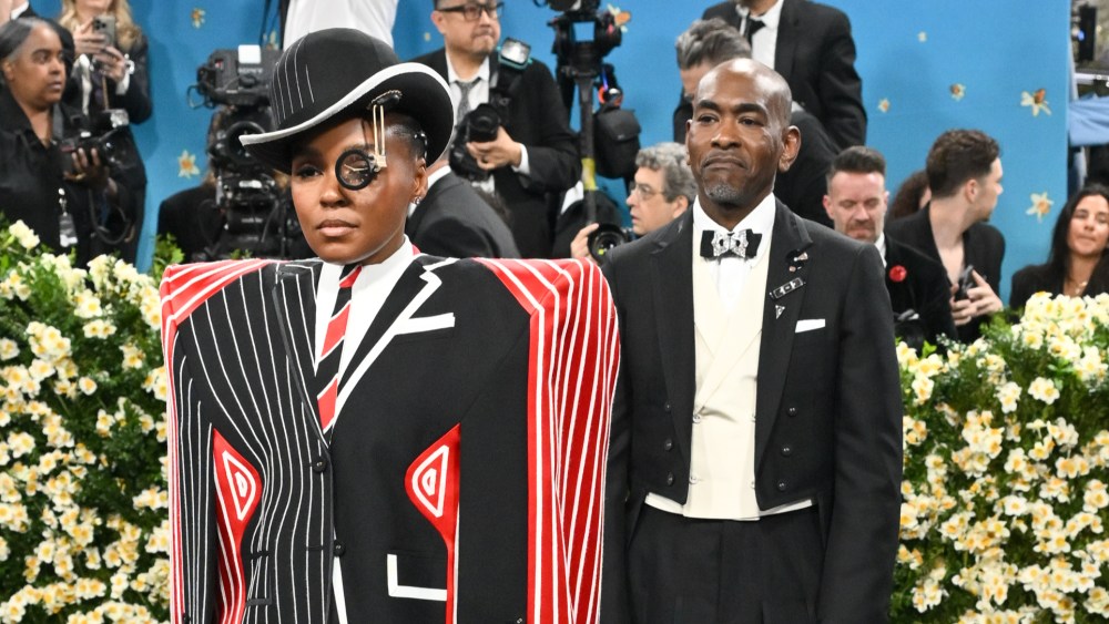 Janelle Monáe wearing Paul Tazewell x Thom Browne.