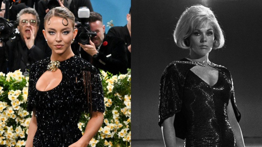 Sydney Sweeney at the 2025 Met Gala, Kim Novak in "The Legend of Lylah Clare" (1967).