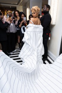 Tyla at The Mark Hotel before the 2025 Met Gala: "Superfine: Tailoring Black Style" held at the Metropolitan Museum of Art on May 5, 2025 in New York, New York.
