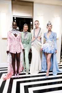 Adut Akech, Giovanna Battaglia Engelbert, Alex Consani, Sora Choi at The Mark Hotel before the 2025 Met Gala: "Superfine: Tailoring Black Style" held at the Metropolitan Museum of Art on May 5, 2025 in New York, New York.
