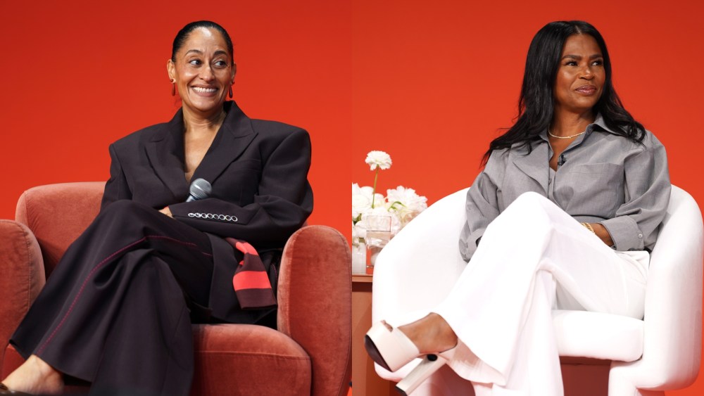 NEW YORK, NEW YORK - MAY 07: Tracee Ellis Ross, Nia Long speak onstage during The New York Times Well Festival 2025 at Duggal Greenhouse on May 07, 2025 in New York City. (Photo by David Dee Delgado/Getty Images for The New York Times)