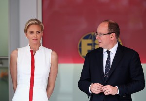 MONTE-CARLO, MONACO - MAY 25:  Prince Albert of Monaco and Princess Charlene of Monaco look on following the Monaco Formula One Grand Prix at Circuit de Monaco on May 25, 2014 in Monte-Carlo, Monaco.  (Photo by Clive Mason/Getty Images)