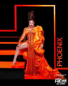 Phoenix in RuPaul’s Drag Race All Stars Season 10 streaming on Paramount+ 2025. Photo credit: Xavier Guerra/World of Wonder/Paramount+