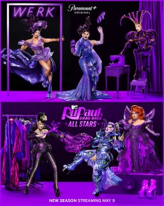 (L-R): Denali, Cynthia Lee Fontaine, Alyssa Hunter, Daya Betty, Acid Betty and Ginger Minj in RuPaul’s Drag Race All Stars Season 10 streaming on Paramount+ 2025. Photo credit: Xavier Guerra/World of Wonder/Paramount+