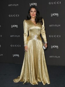 Salma Hayek Pinault, wearing Gucci, attends 2018 LACMA Art + Film Gala honoring Catherine Opie and Guillermo del Toro presented by Gucci at LACMA on November 3, 2018 in Los Angeles, California.