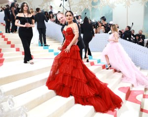 Salma Hayek Pinault attend The 2023 Met Gala Celebrating "Karl Lagerfeld: A Line Of Beauty" at The Metropolitan Museum of Art on May 01, 2023 in New York City.