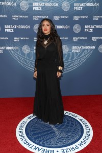 Salma Hayek attends the 11th Breakthrough Prize Ceremony at Barker Hangar on April 05, 2025 in Santa Monica, California.