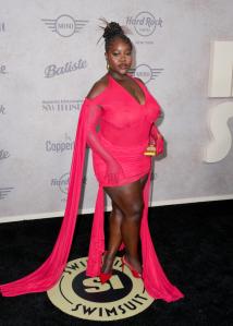 Achieng Agutu at the Sports Illustrated Swimsuit Issue launch party held at the Hard Rock Times Square on May 15, 2025 in New York, New York.