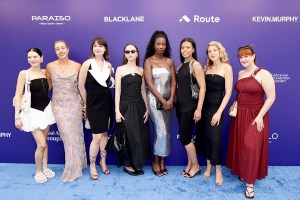 MIAMI BEACH, FLORIDA - MAY 28: (L-R) Savannah Sitton, Rebecca Saygi, Brinley Sinclair Knopf, Audry Hiaoui, Jasmine Phillips, Shelby Ying Hyde, Alyssa Hardy, and Victoria Montalti attend the Swimwear Icons Hall of Fame, Inaugural Honors Night 2025 at Bass Museum on May 28, 2025 in Miami Beach, Florida. (Photo by John Parra/Getty Images for Paraiso Miami Beach)