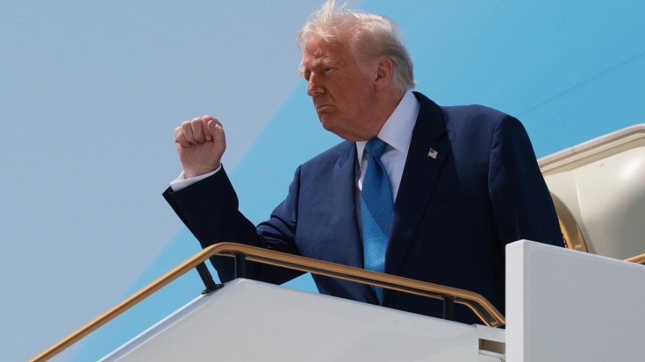 President Donald Trump aboard Air Force One on Thursday.