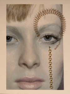 Temple St. Clair 18-karat yellow gold small jean d’arc bracelet; Mattia Cielo 18-karat rose gold flexible bubble necklace scattered with brilliant diamonds.

Karen Elson backstage at the Donna Karan Spring 2003 RTW show