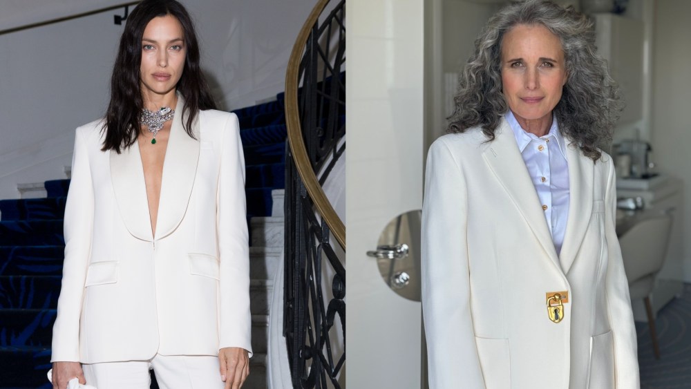 Irina Shayk, Andie MacDowell at the 2025 Cannes Film Festival, white suits red carpet trend