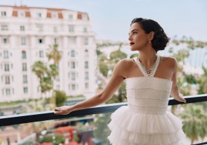 Zoey Deutch getting ready for the premiere of her film “Nouvelle Vague” at Cannes 2025.