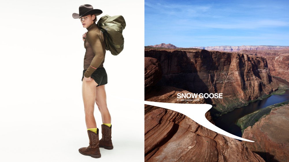 model in Snow Goose Canada Goose campaign