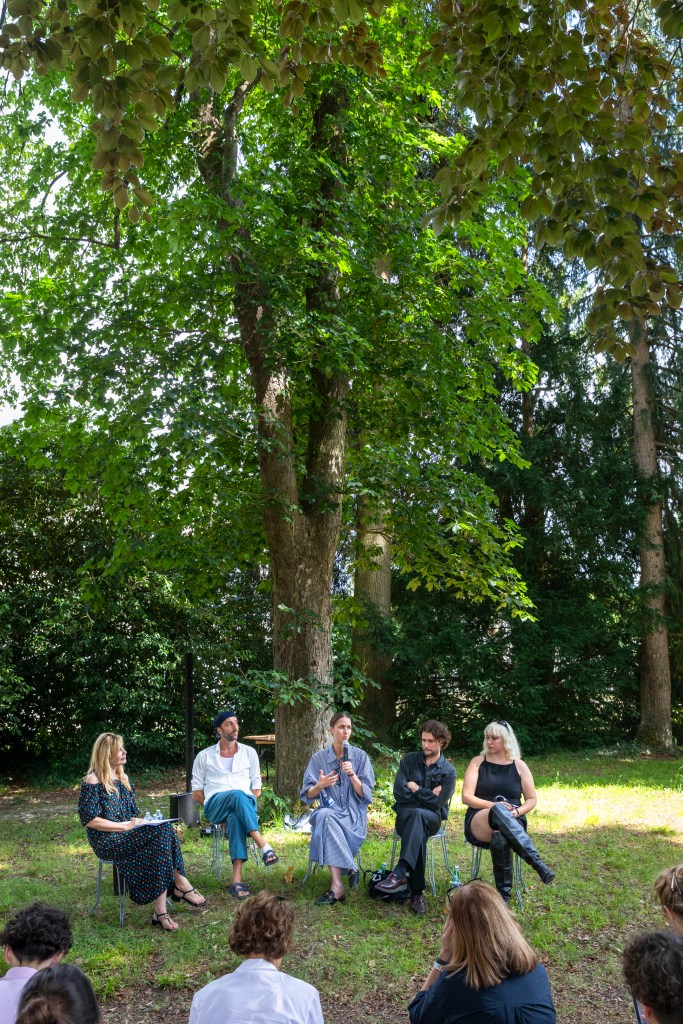 a conversation among speakers at the Paris Good Fashion Midsummer camp Domaine de Chaalis