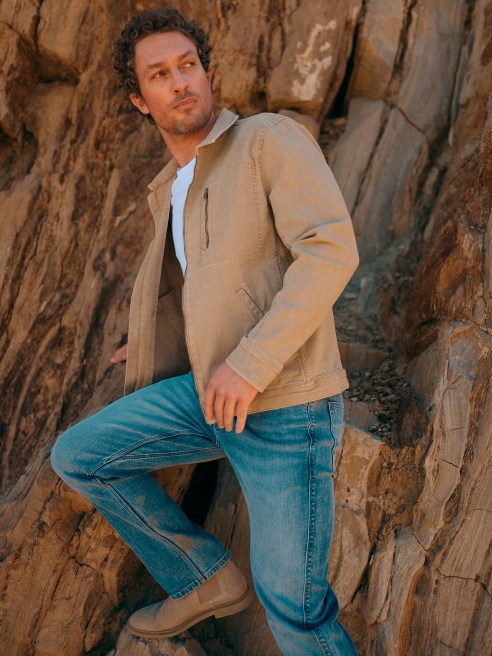 A look from performance denim brand Duer.