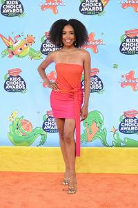 Courtney Tezeno at the Nickelodeon 2025 Kids' Choice Awards held at Barker Hangar on June 21, 2025 in Santa Monica, California.