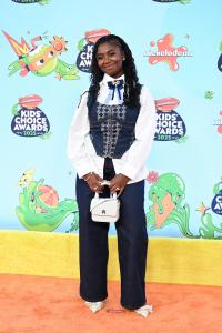 Celina Smith at the Nickelodeon 2025 Kids' Choice Awards held at Barker Hangar on June 21, 2025 in Santa Monica, California.