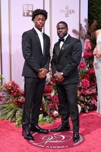 Hendrix Hart, Kevin Hart at the BET Awards 2025 held at the Peacock Theater on June 09, 2025 in Los Angeles, California.