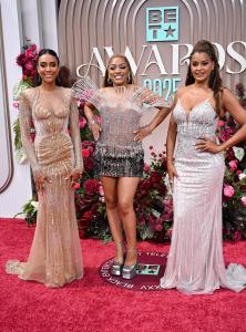 Annie Ilonzeh, Drew Sidora, Claudia Jordan at the BET Awards 2025 held at the Peacock Theater on June 09, 2025 in Los Angeles, California.
