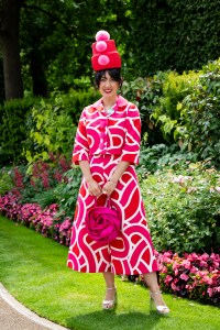 ASCOT, ENGLAND - JUNE 17: Angela Menz (wearing a Lisa Tan hat) attends the 1st day of Royal Ascot on June 17, 2025 in Ascot, England.  (Photo by Kirstin Sinclair/Getty Images for Royal Ascot 2025)
