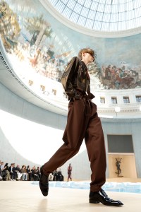 Model on the runway at Saint Laurent show as part of Paris Men's Fashion Week on June 24, 2025 in Paris, France. (Photo by Aitor Rosas Sune/WWD via Getty Images)