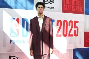NEW YORK, NEW YORK - JUNE 25: Will Riley poses on the red carpet prior to the 2025 NBA Draft - Round One at Barclays Center on June 25, 2025 in New York City. NOTE TO USER: User expressly acknowledges and agrees that, by downloading and/or using this photograph, user is consenting to the terms and conditions of the Getty Images License Agreement. Mandatory Copyright Notice: Copyright 2025 NBAE (Photo by Sarah Stier/Getty Images)