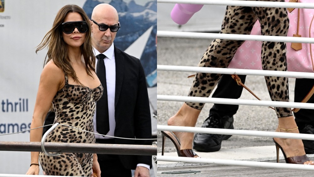 Khloe Kardashian walks to board a taxi boat at Venice Marco Polo airport on June 26, 2025.