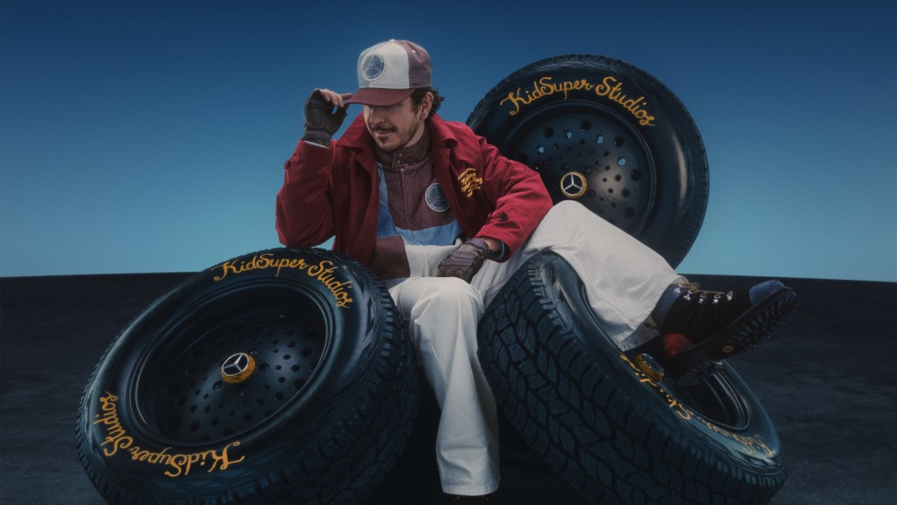 A teaser for KidSuper's collaboration with Mercedes-Benz