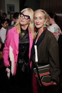 LONDON, ENGLAND - JUNE 03: Val Garland and Lucinda Chambers attend Sam McKnight's 50th Celebrations and 70th Birthday at La Môme on June 03, 2025 in London, England. (Photo by Darren Gerrish/WireImage for Sam McKnight)