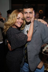 LONDON, ENGLAND - JUNE 03: Jaime Winstone and Stavros Agapiou attend Sam McKnight's 50th Celebrations and 70th Birthday at La Môme on June 03, 2025 in London, England. (Photo by Darren Gerrish/WireImage for Sam McKnight)