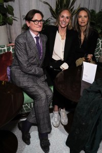 LONDON, ENGLAND - JUNE 03: (L-R) Hamish Bowles, Cathy Kasterine and guest attend Sam McKnight's 50th Celebrations and 70th Birthday at La Môme on June 03, 2025 in London, England. (Photo by Darren Gerrish/WireImage for Sam McKnight)