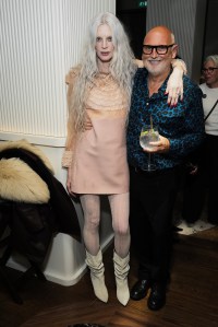 LONDON, ENGLAND - JUNE 03: Kristen McMenamy and Sam McKnight attend Sam McKnight's 50th Celebrations and 70th Birthday at La Môme on June 03, 2025 in London, England. (Photo by Darren Gerrish/WireImage for Sam McKnight)