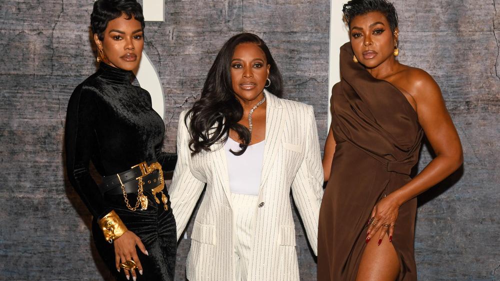 Teyana Taylor, Sherri Shepherd, Taraji P. Henson at Tyler Perry’s "Straw" New York screening held at The Edwardian Room at The Plaza on June 03, 2025 in New York, New York.