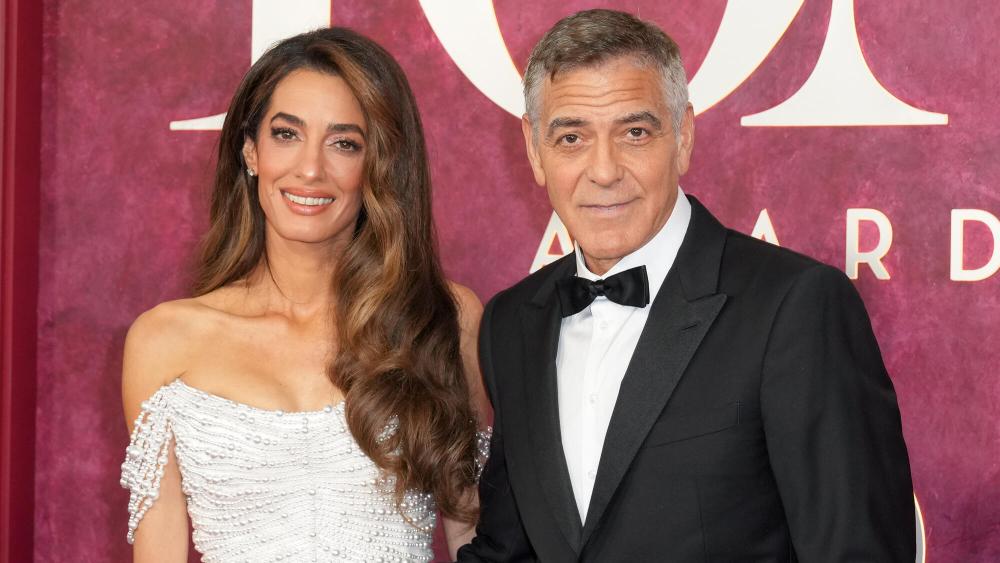 Amal Clooney, George Clooney at The 78th Annual Tony Awards held at Radio City Music Hall on June 08, 2025 in New York, New York.