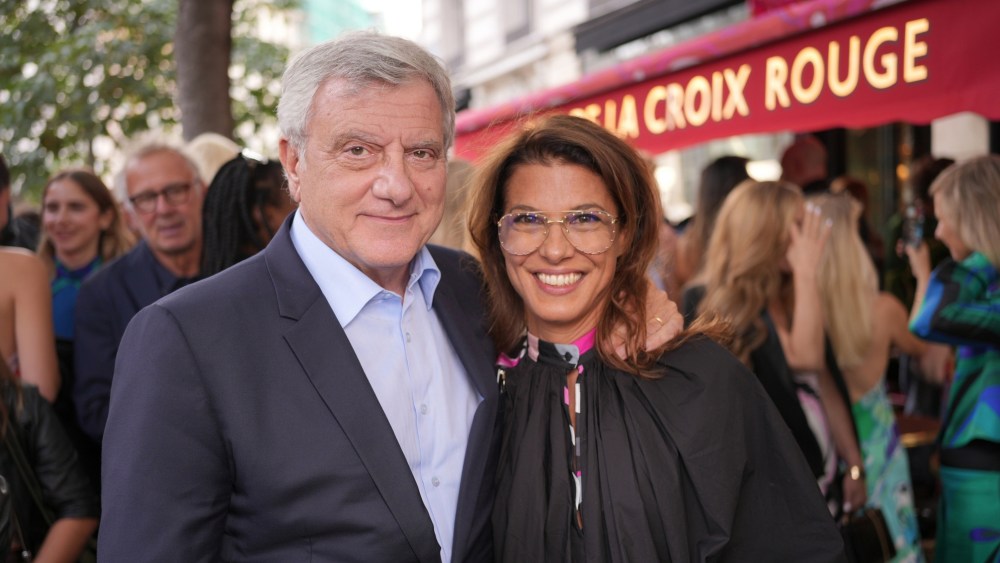 Sidney Toledano and Camille Miceli at Pucci's takeover of Bar de la Croix Rouge in Paris.