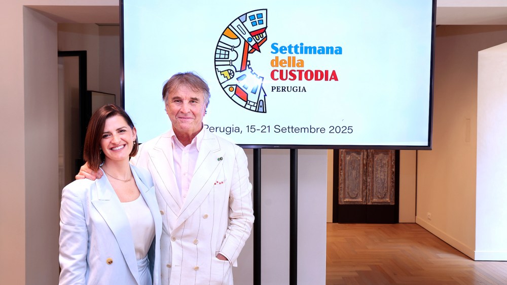 The Mayor of Perugia Vittoria Ferdinandi with Brunello Cucinelli