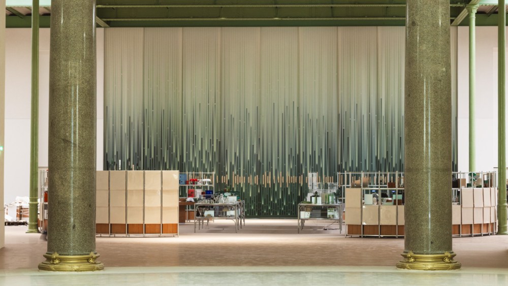 A view of the curtain designed by Chanel's craftsmanship hub Le19M at the renovated Grand Palais in Paris.