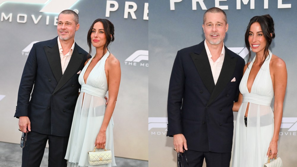Brad Pitt, Ines de Ramon at the "F1" New York Premiere on June 16, 2025 in New York, New York.