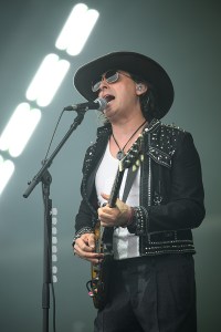 GLASTONBURY, ENGLAND - JUNE 29: Carl Barât of The Libertines performs on the Pyramid Stage during day five of Glastonbury festival 2025 at Worthy Farm, Pilton on June 29, 2025 in Glastonbury, England. Established by Michael Eavis in 1970, Glastonbury has grown into the UK's largest music festival, drawing over 200,000 fans to enjoy performances across more than 100 stages. In 2026, the festival will take a fallow year, a planned pause to allow the Worthy Farm site time to rest and recover. (Photo by Leon Neal/Getty Images)