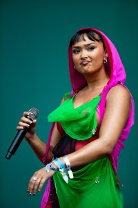 GLASTONBURY, ENGLAND - JUNE 29: Joy Crookes performs during day five of Glastonbury festival 2025 at Worthy Farm, Pilton on June 29, 2025 in Glastonbury, England. Established by Michael Eavis in 1970, Glastonbury has grown into the UK's largest music festival, drawing over 200,000 fans to enjoy performances across more than 100 stages. In 2026, the festival will take a fallow year, a planned pause to allow the Worthy Farm site time to rest and recover. (Photo by Shane Anthony Sinclair/Getty Images)