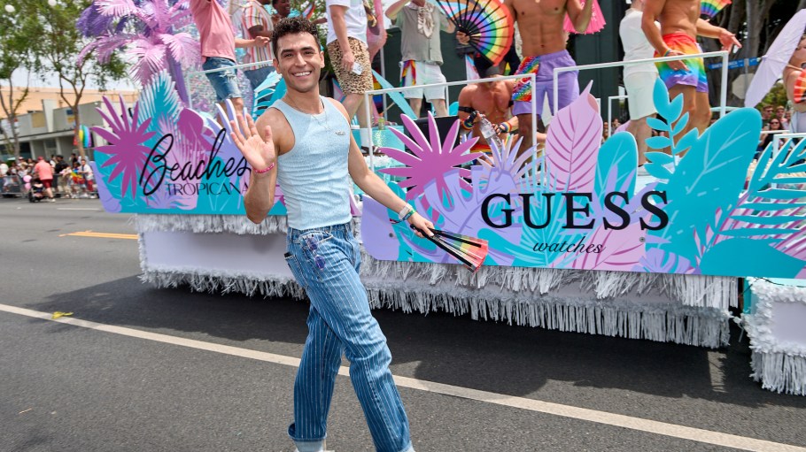 Guess had a float in the WeHo Pride Parade in West Hollywood last week.