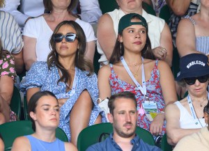 LONDON, ENGLAND - JUNE 30: Jessica Alba and Honor Warren attend day one of the Wimbledon Tennis Championships at the All England Lawn Tennis and Croquet Club at All England Lawn Tennis and Croquet Club on June 30, 2025 in London, England. (Photo by Karwai Tang/WireImage)
