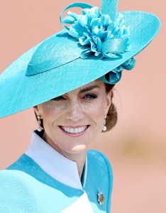 LONDON, ENGLAND - JUNE 14: Catherine, Princess of Wales travels by carriage during Trooping The Colour 2025 on June 14, 2025 in London, England. Trooping The Colour is a ceremonial parade celebrating the official birthday of the British Monarch. The event features over 1,400 soldiers and officers, accompanied by 200 horses. More than 400 musicians from ten different bands and Corps of Drums march and while performing. (Photo by Chris Jackson/Getty Images)