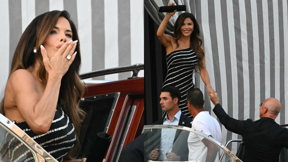 VENICE, ITALY - JUNE 25: Jeff Bezos And Lauren Sanchez are sighting ahead of Jeff Bezos and Lauren Sanchez Wedding on June 25, 2025 in Venice, Italy. (Photo by Ernesto Ruscio/GC Images)
