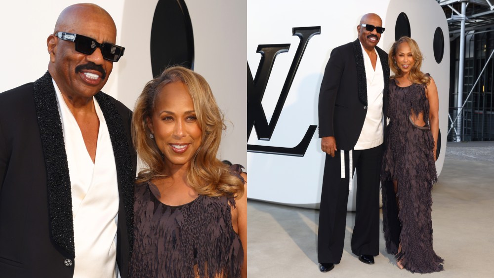Steve and Marjorie Harvey at Louis Vuitton's men's spring 2026 show on Tuesday.