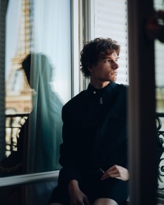 Mason Thames gets ready for Louis Vuitton Spring 2026 in Paris.