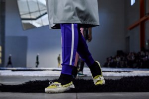 MILAN, ITALY - JUNE 22: A model, shoe detail, walks the runway at the Prada fashion show during the Milan Menswear Spring/Summer 2026 Fashion Week on June 22, 2025 in Milan, Italy. (Photo by Pietro D'Aprano/Getty Images)